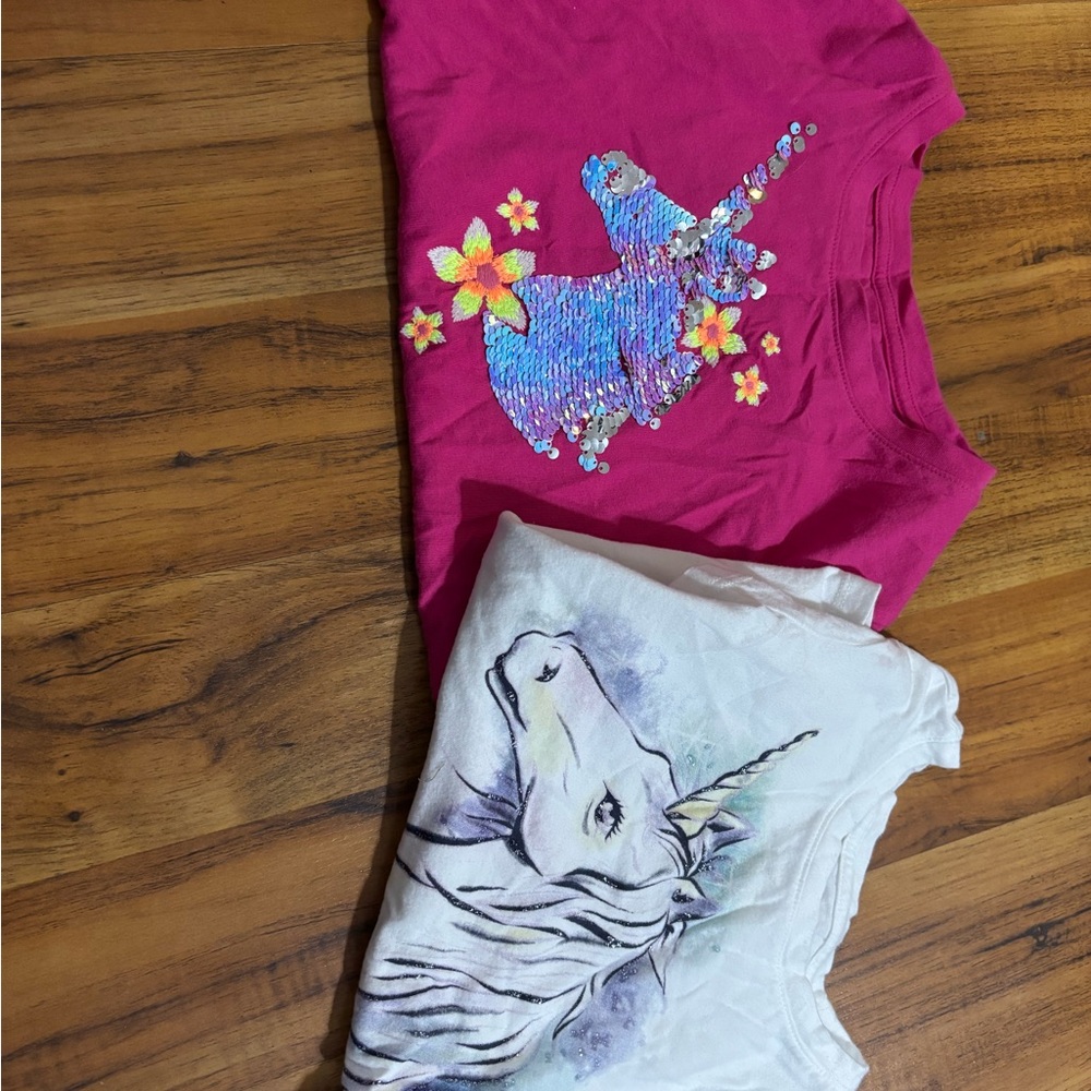 Unicorn Graphic T-Shirts - Pink and White